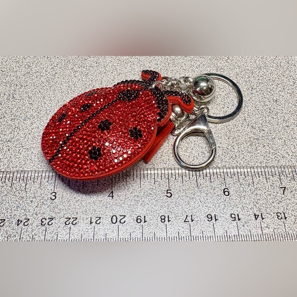 Red Ladybug Keychain with Rhinestones - Picture 3 of 5